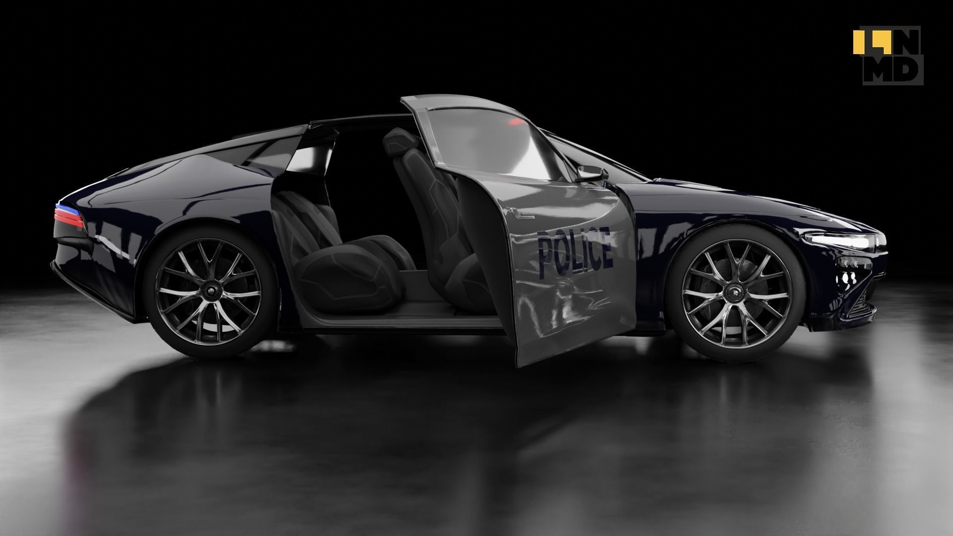 Pack of generic futuristic cars with different doors  3D model_34