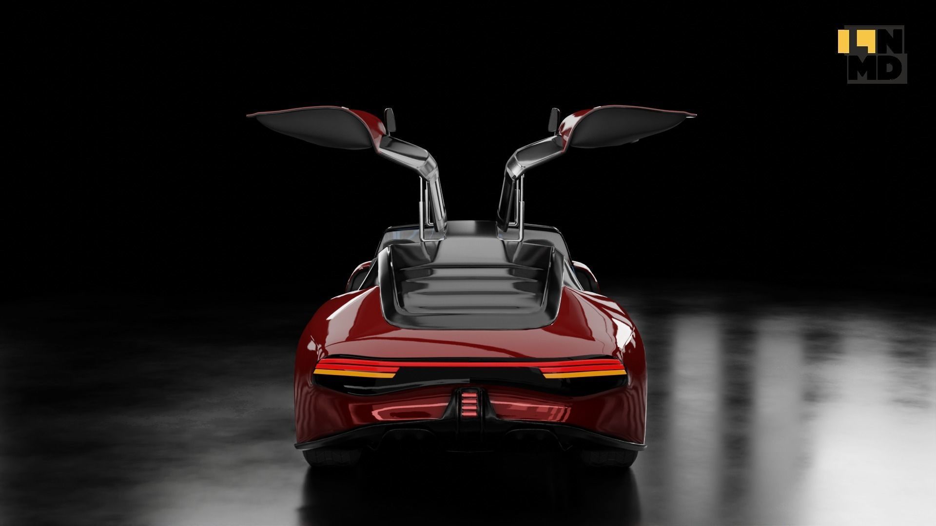 Pack of generic futuristic cars with different doors  3D model_25