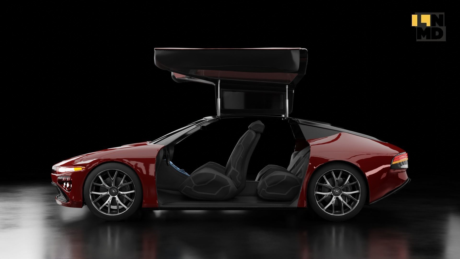 Pack of generic futuristic cars with different doors  3D model_24