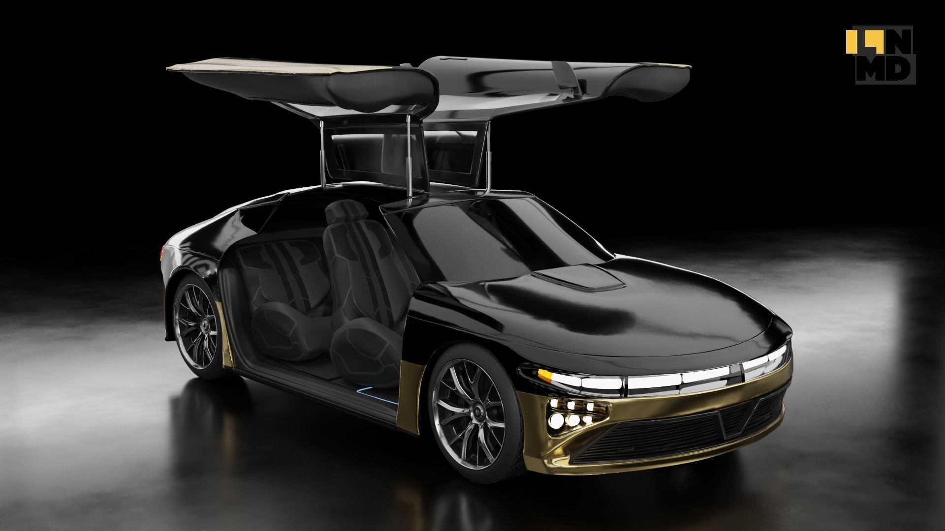 Pack of generic futuristic cars with different doors  3D model_31