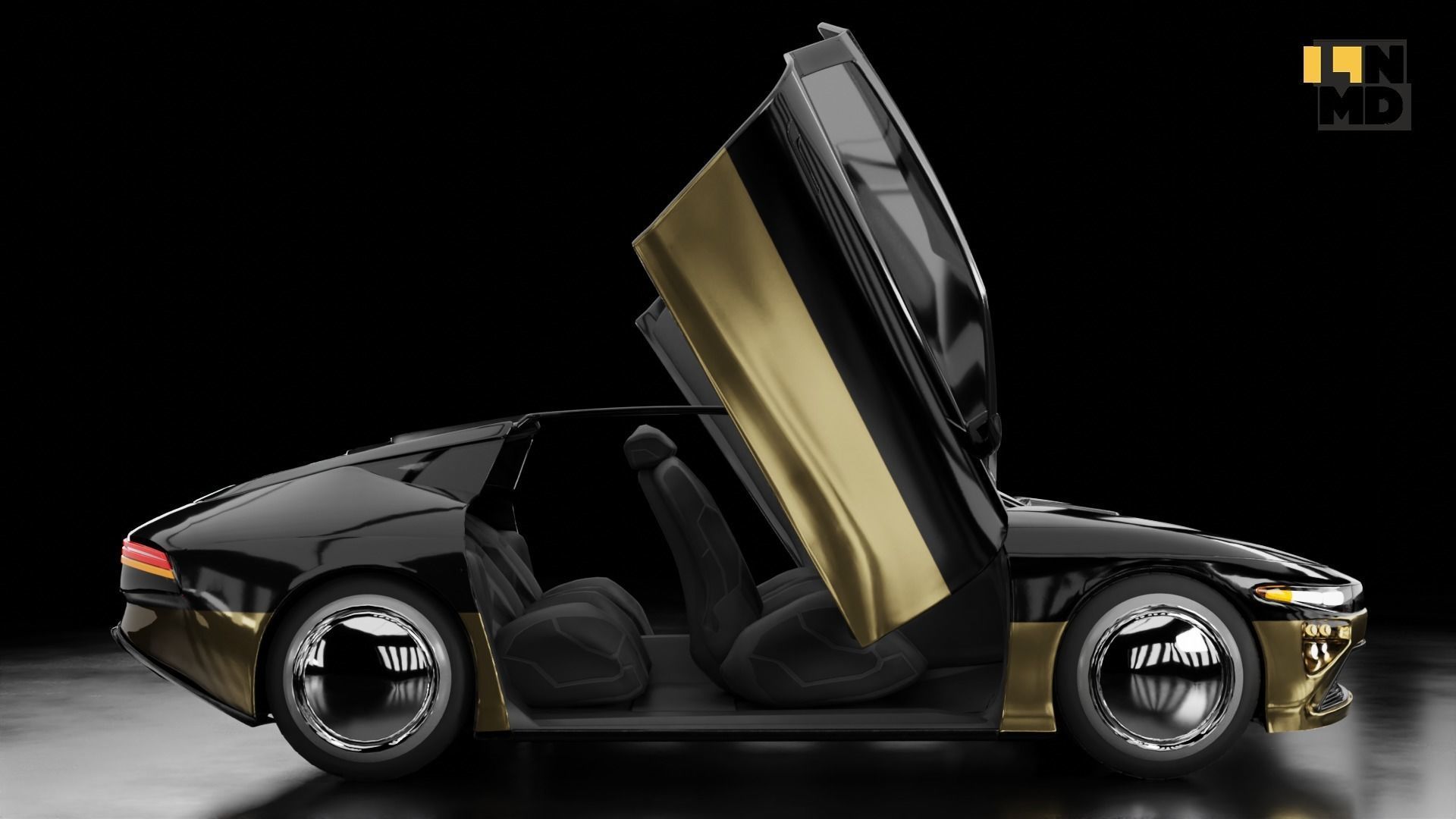 Pack of generic futuristic cars with different doors  3D model_22