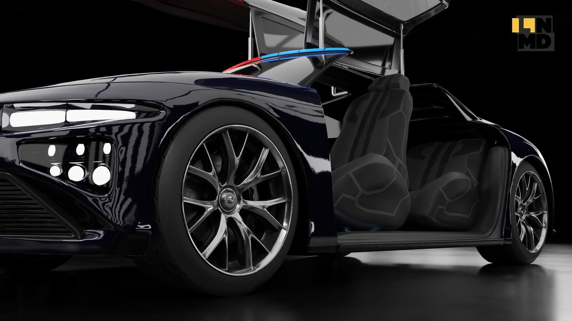 Pack of generic futuristic cars with different doors  3D model_41