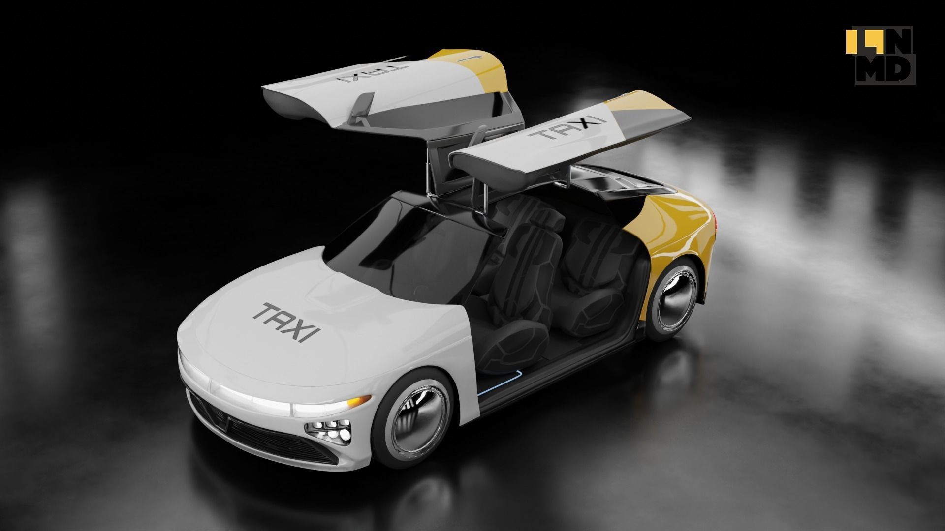 Pack of generic futuristic cars with different doors  3D model_53