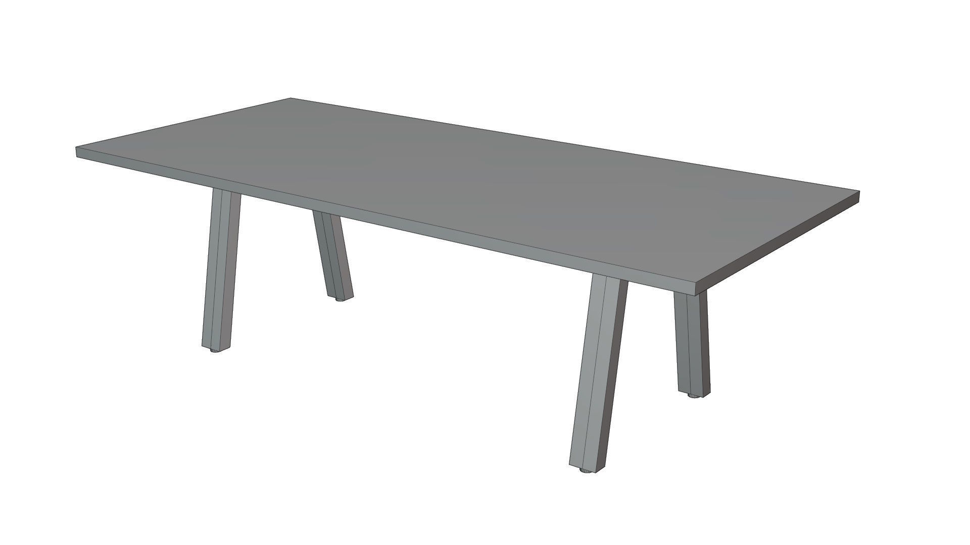Broad Communal Table Medium Low-poly 3D model_16