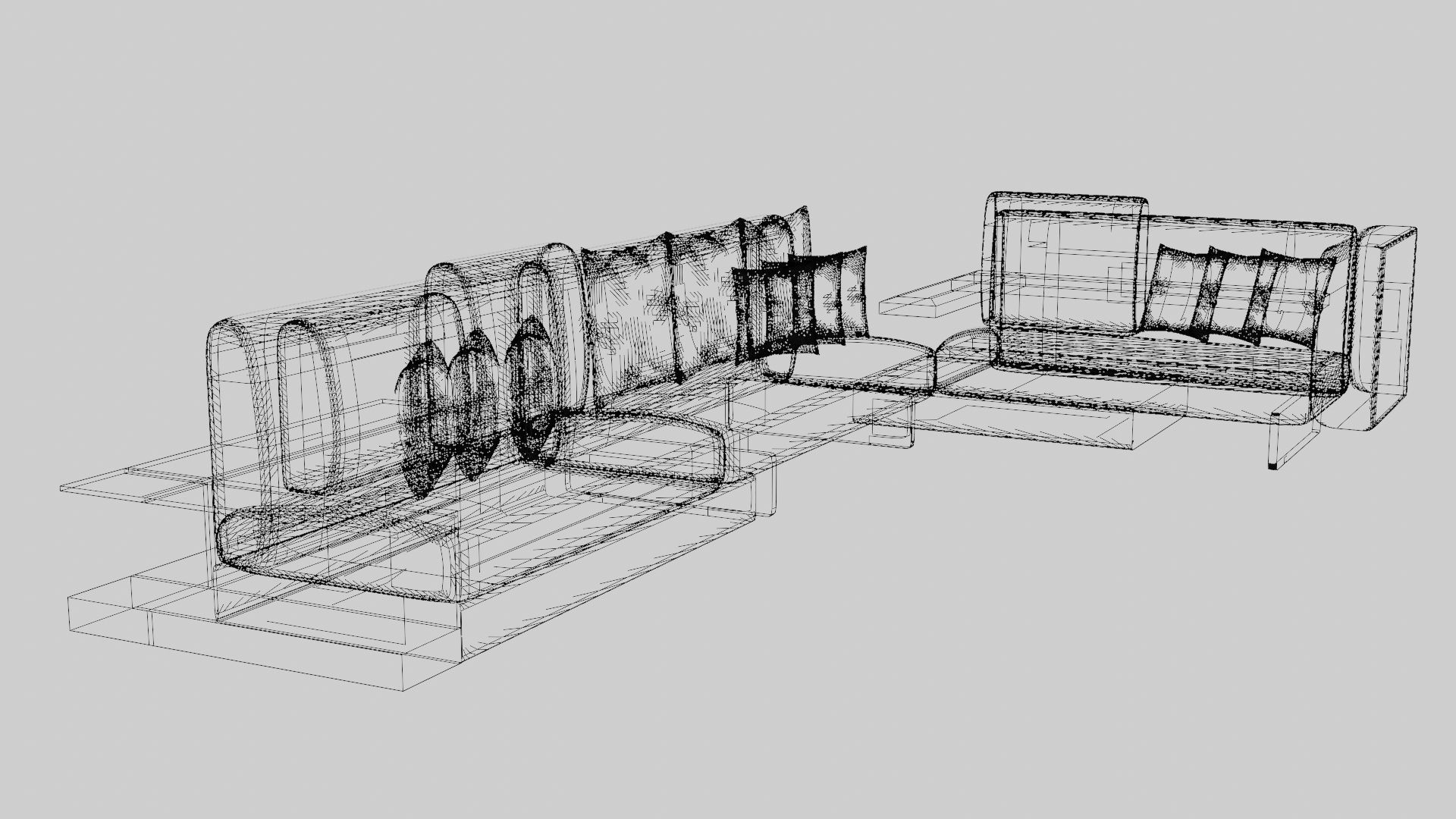 Stylish Living space sofa set 3D model_5