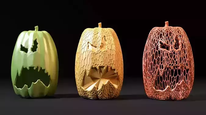 Set of pumpkins 3D print model