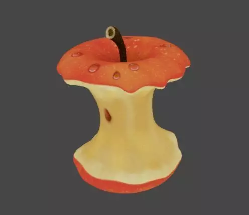 A Cartoon Eaten Apple 3D model_0