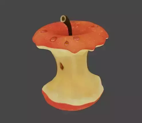 A Cartoon Eaten Apple 3D model