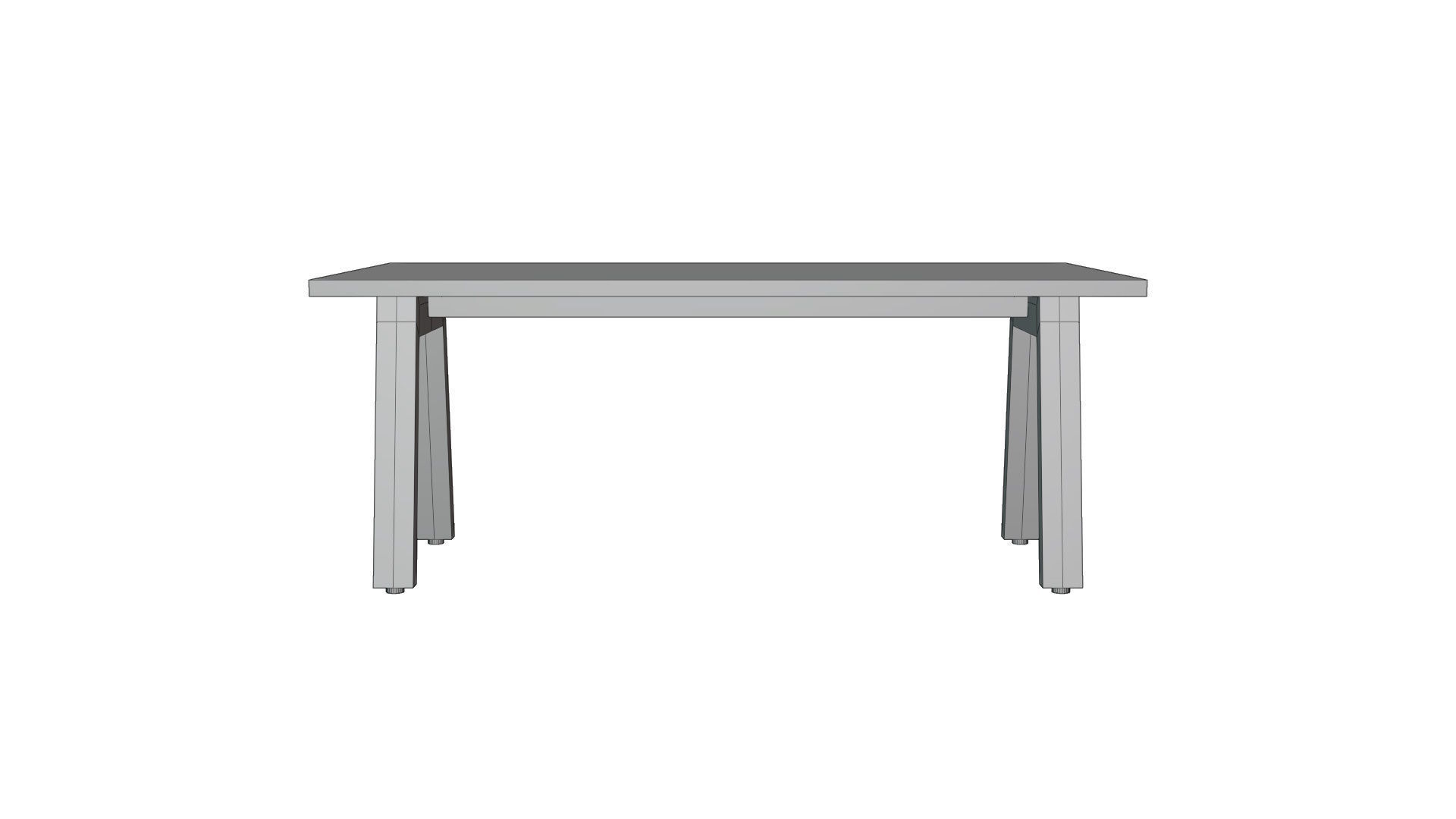 Broad Communal Table Small Low-poly 3D model_17