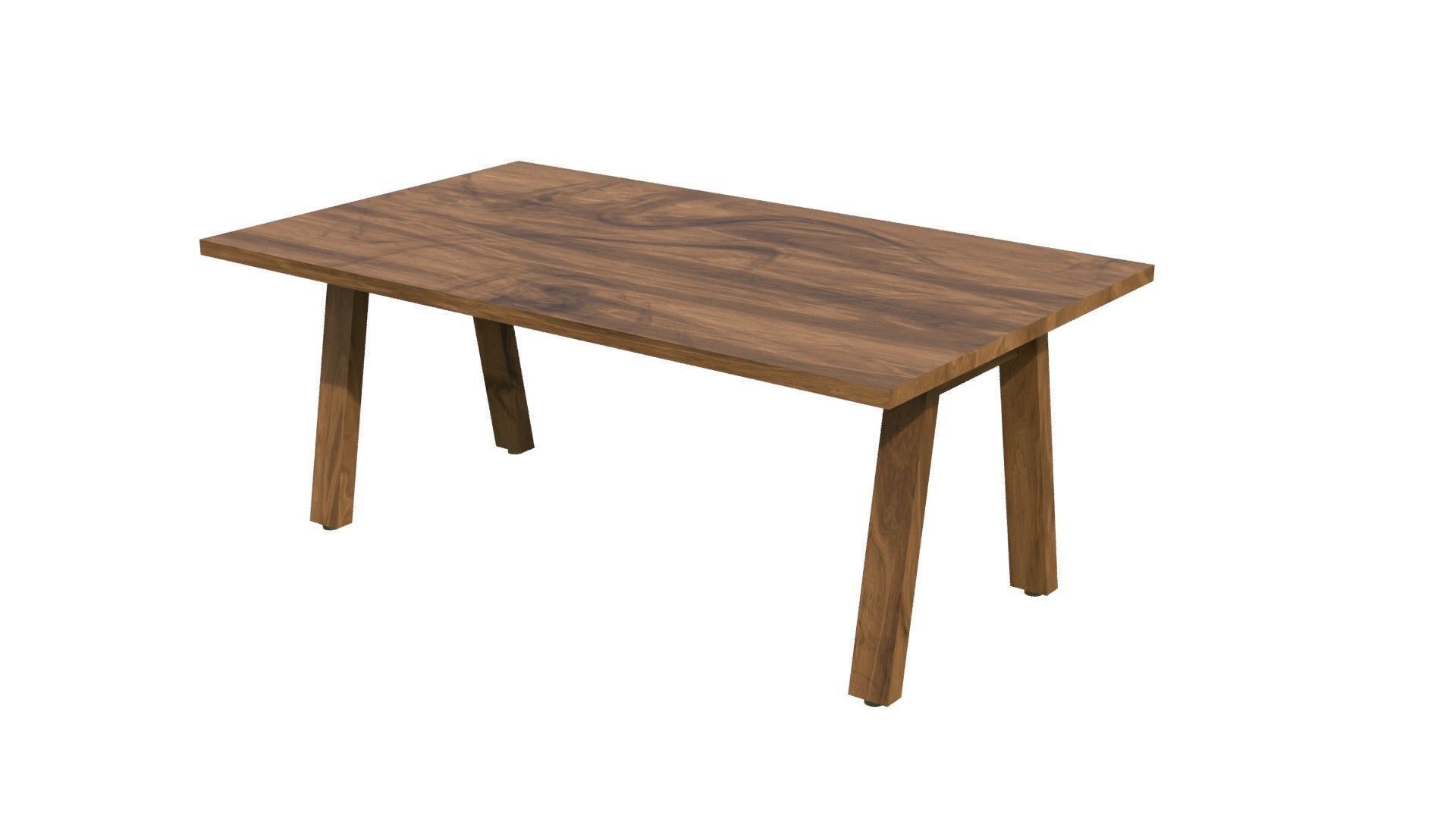 Broad Communal Table Small Low-poly 3D model_1