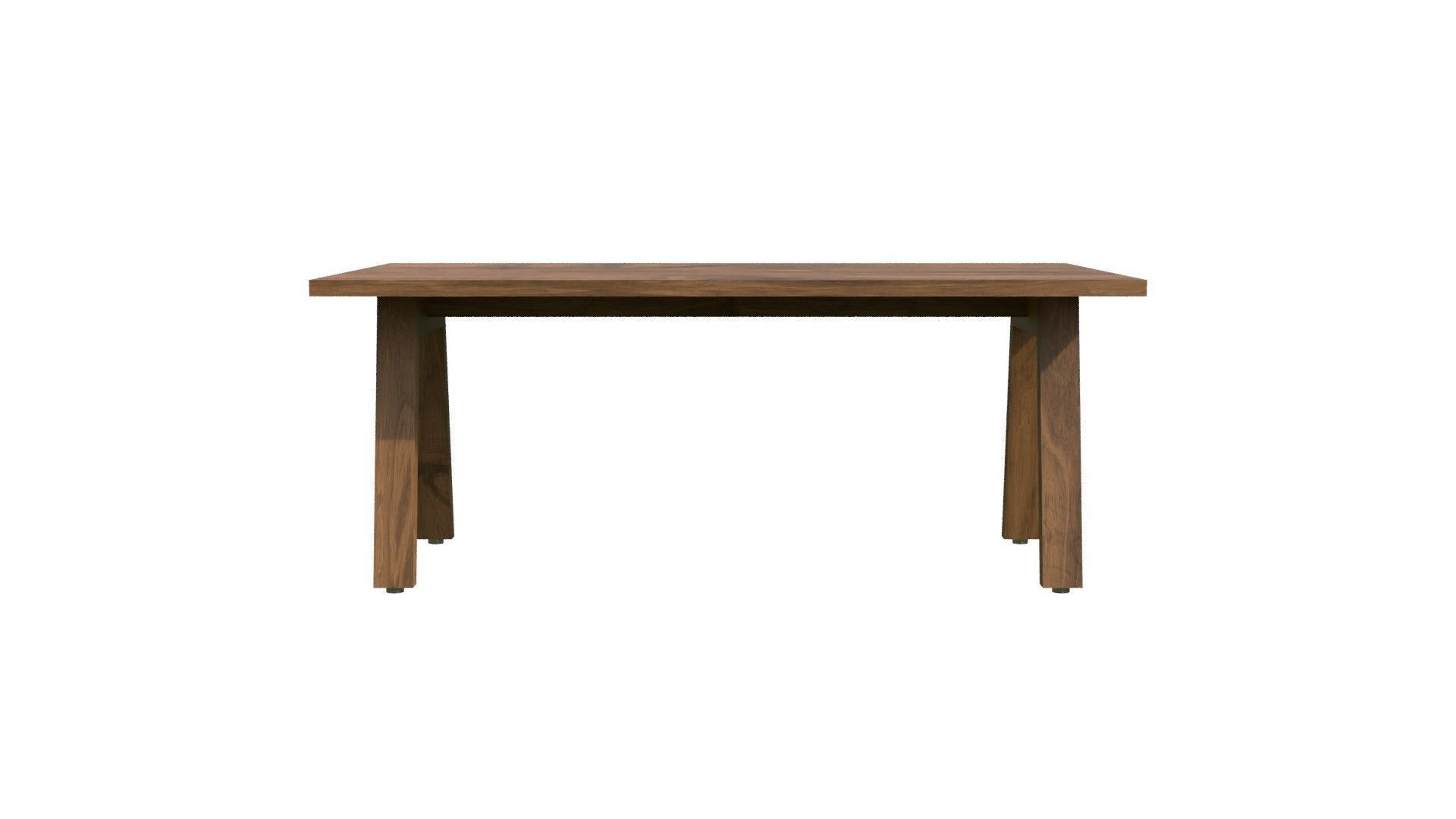 Broad Communal Table Small Low-poly 3D model_2