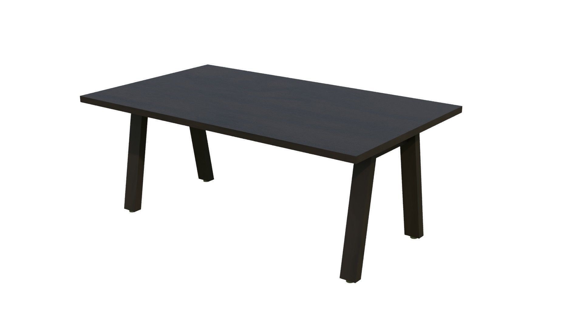 Broad Communal Table Small Low-poly 3D model_7