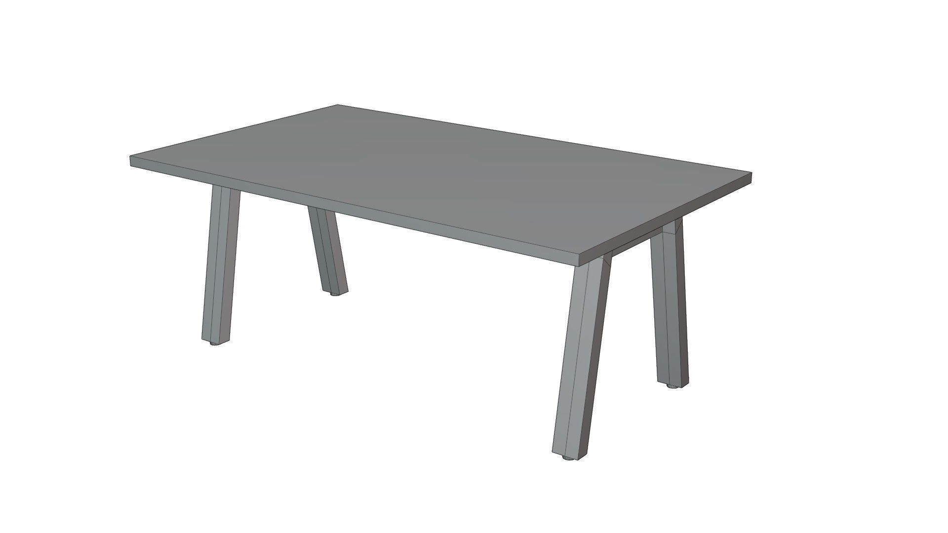 Broad Communal Table Small Low-poly 3D model_16