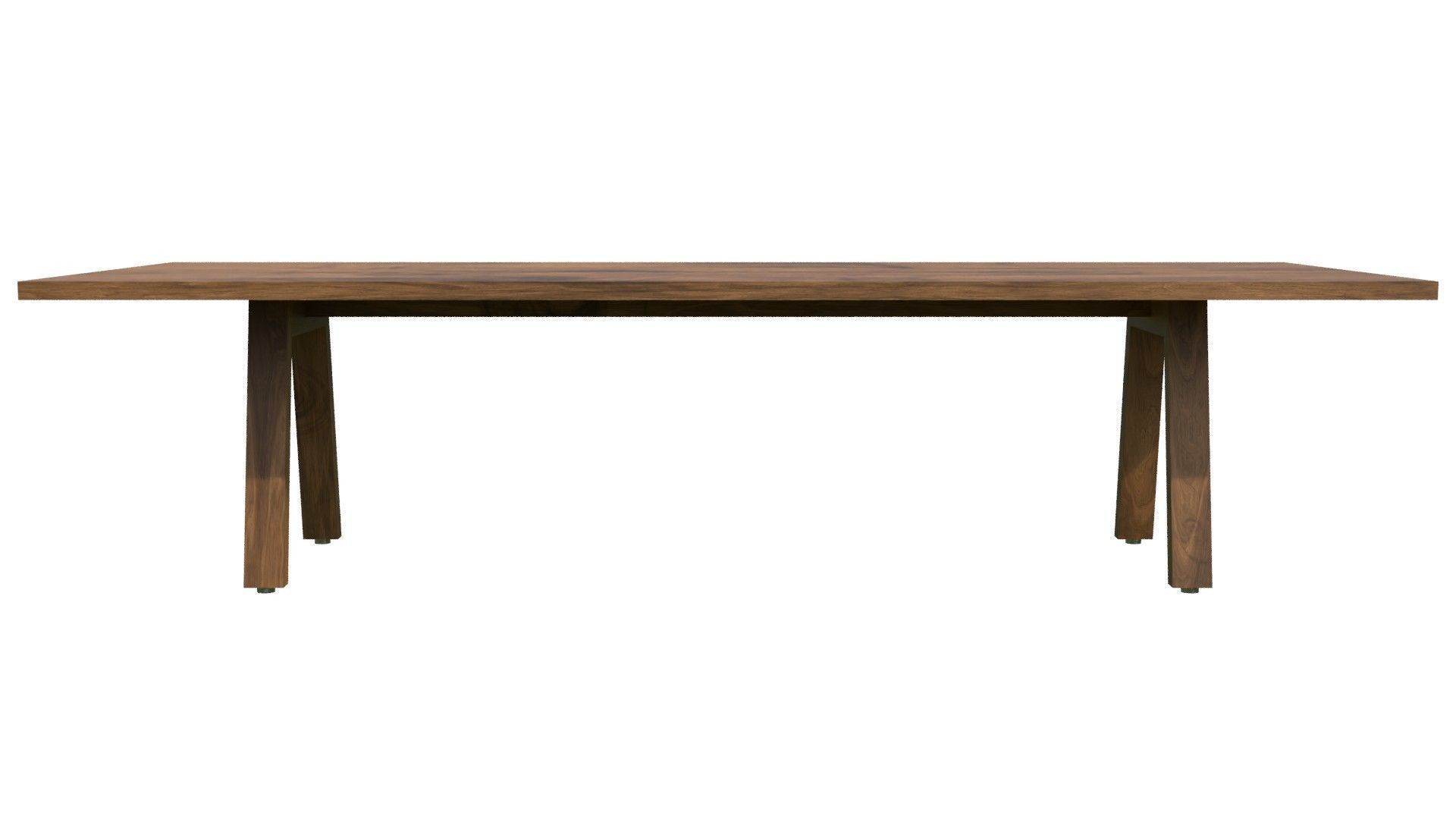 Broad Communal Table Large Low-poly 3D model_2