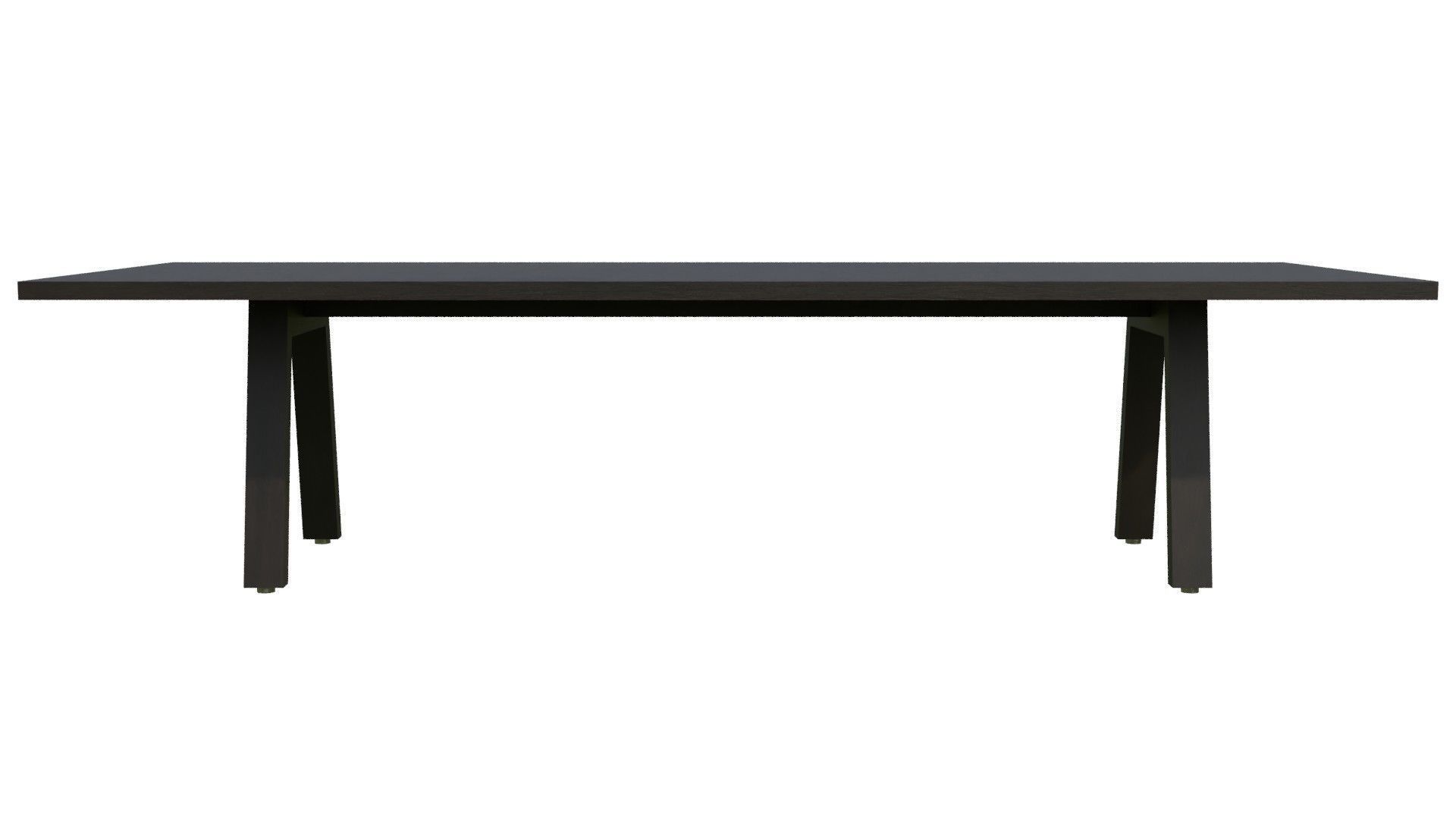 Broad Communal Table Large Low-poly 3D model_8