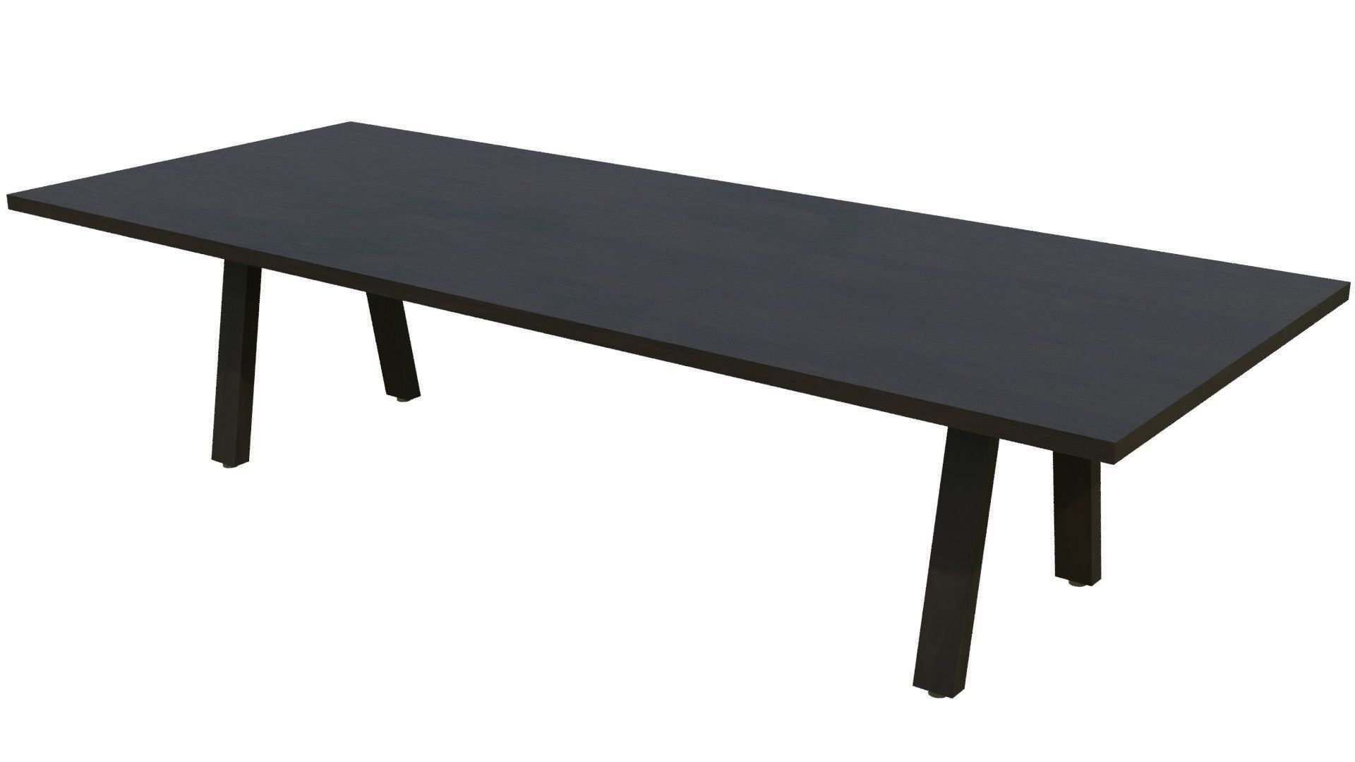 Broad Communal Table Large Low-poly 3D model_7