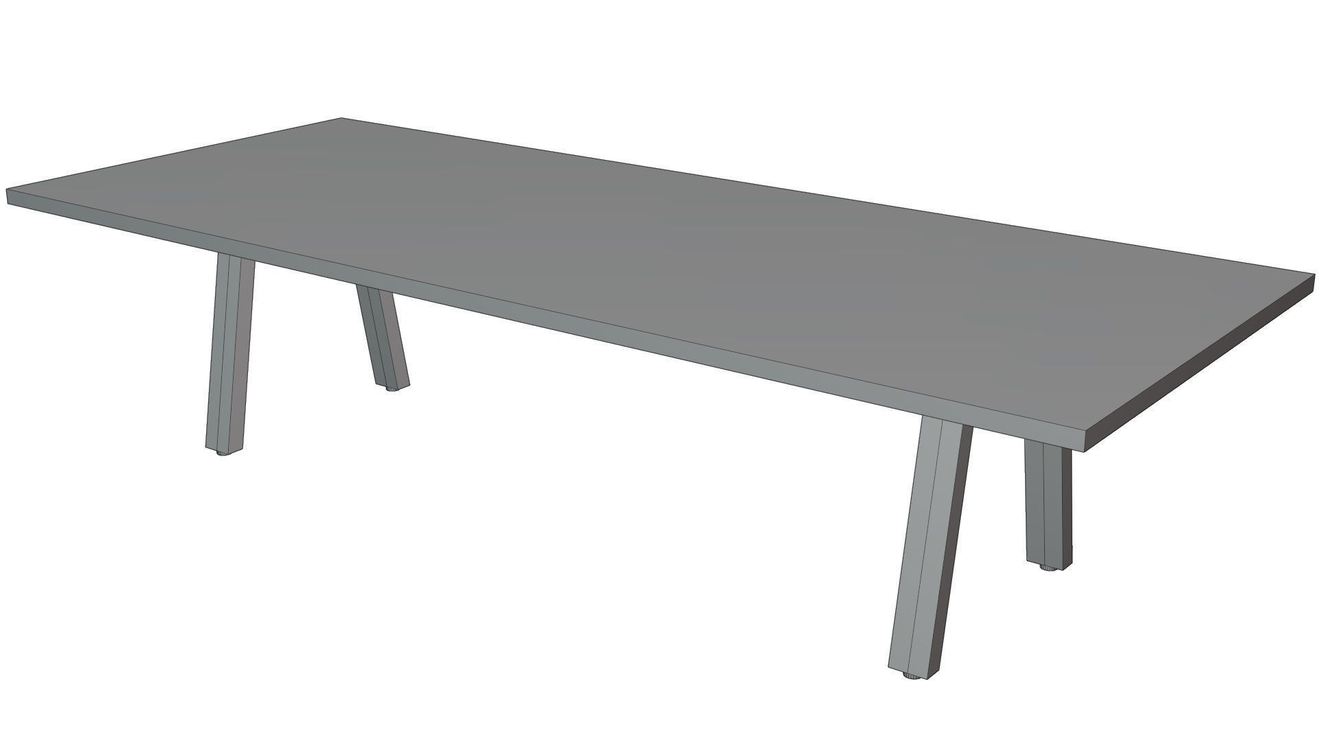 Broad Communal Table Large Low-poly 3D model_16
