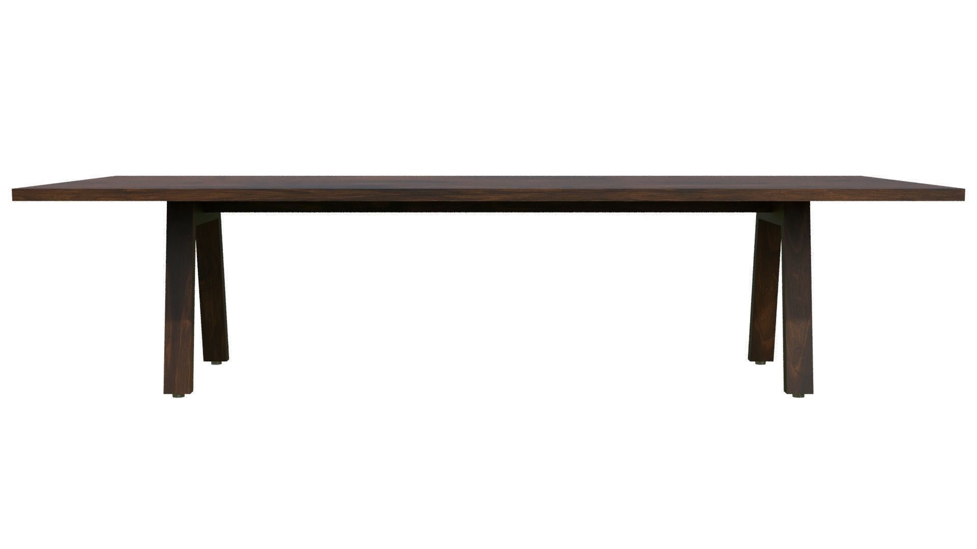 Broad Communal Table Large Low-poly 3D model_5