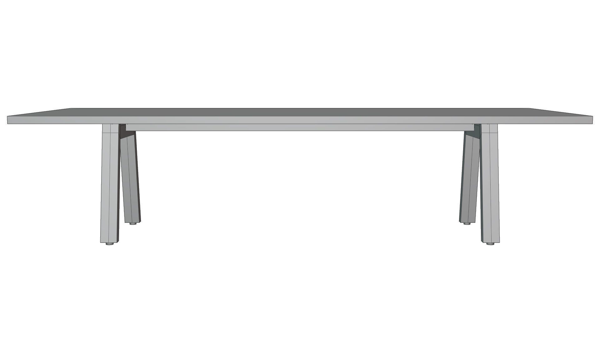 Broad Communal Table Large Low-poly 3D model_17