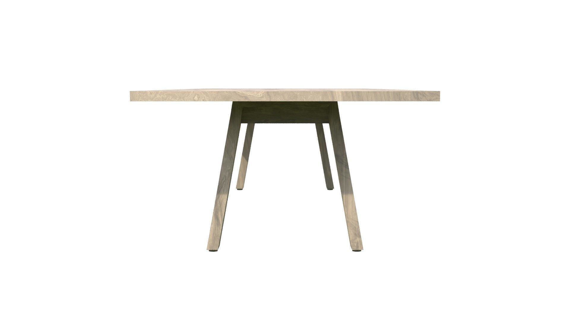 Broad Communal Table Large Low-poly 3D model_15