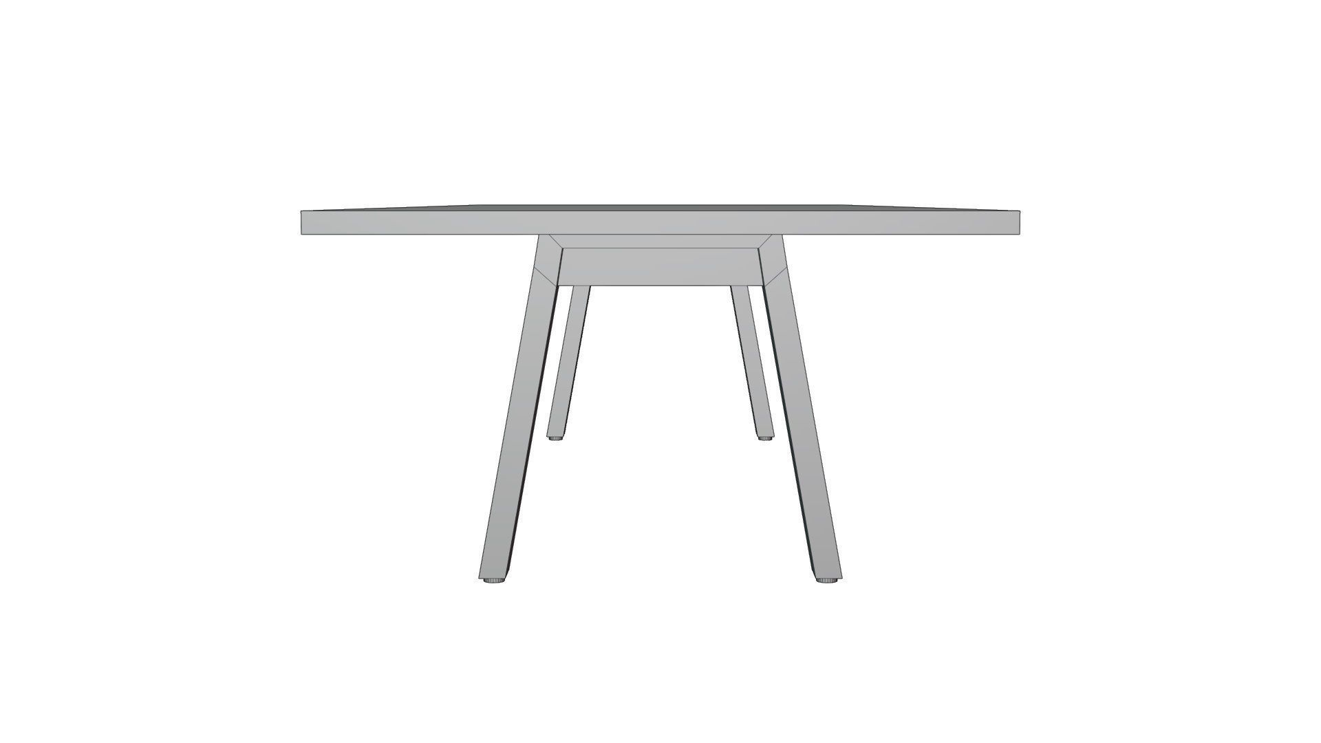 Broad Communal Table Large Low-poly 3D model_18