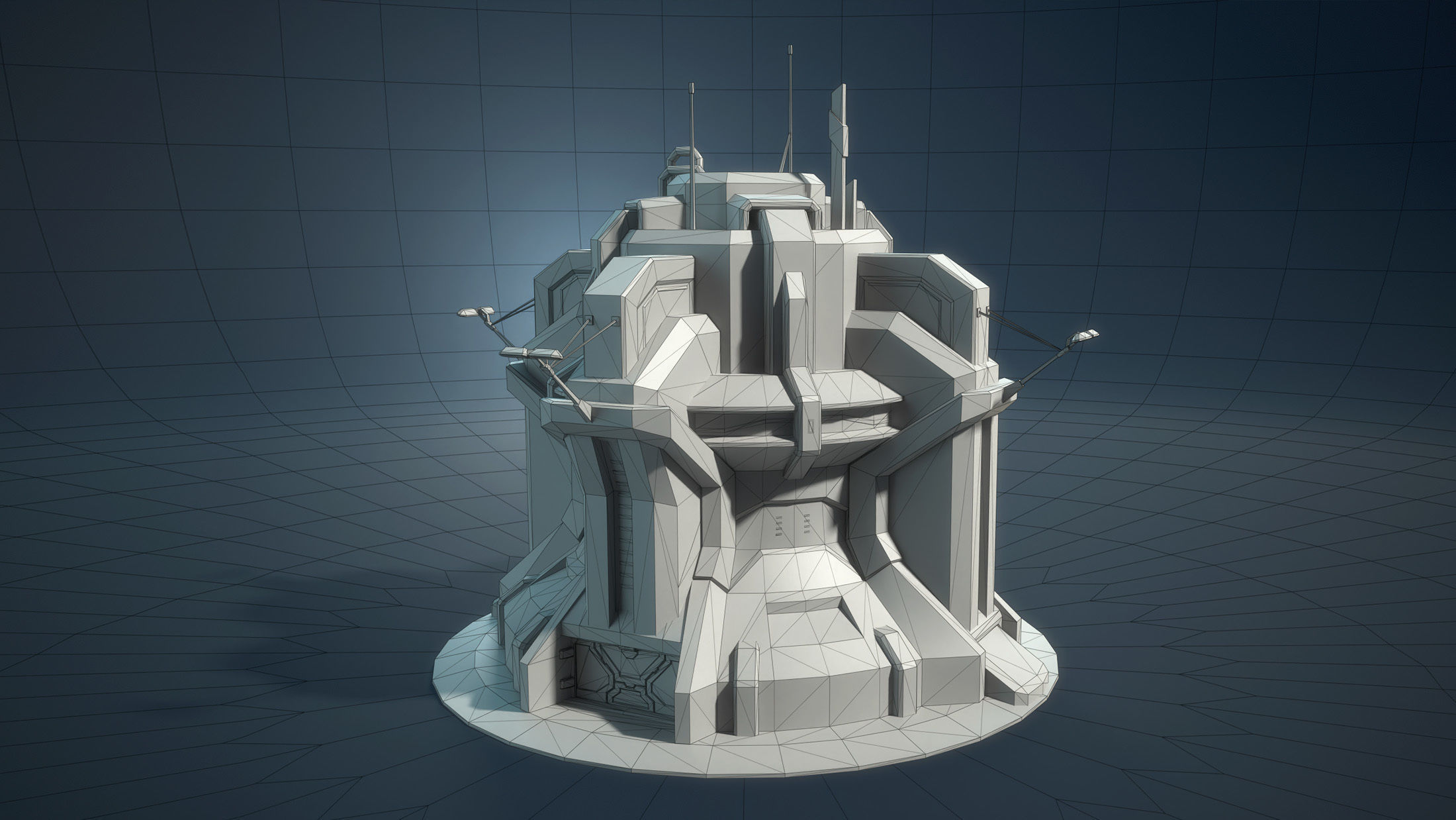 Sci-Fi Buidling Game Low-Poly Low-poly 3D model_4