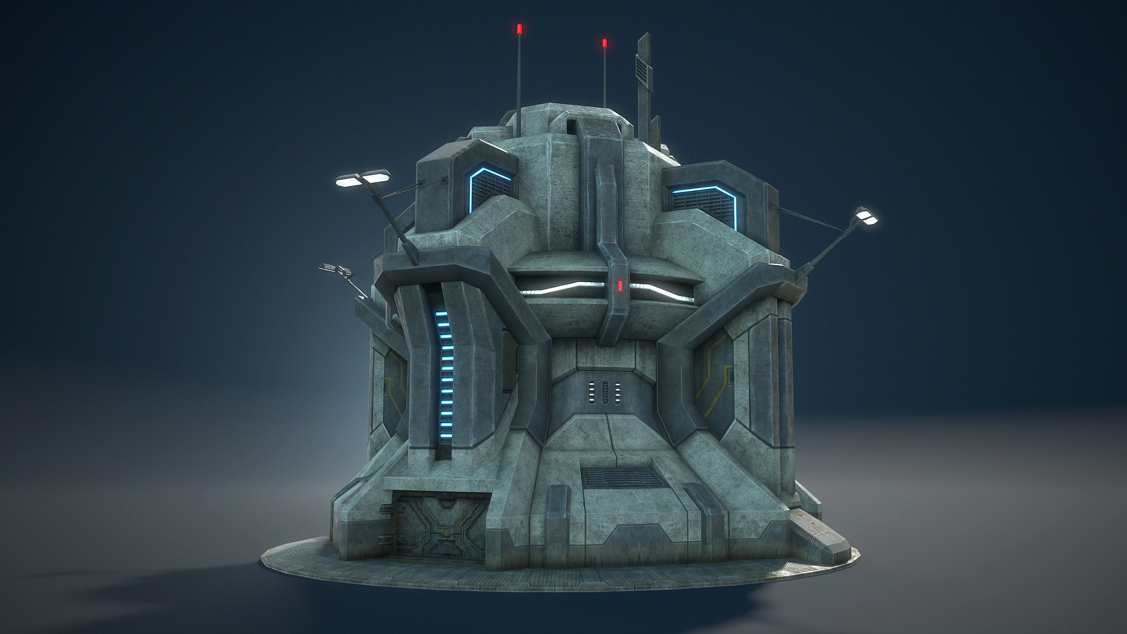 Sci-Fi Buidling Game Low-Poly Low-poly 3D model_1
