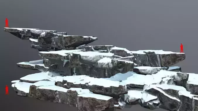 snow rocks Low-poly 3D model