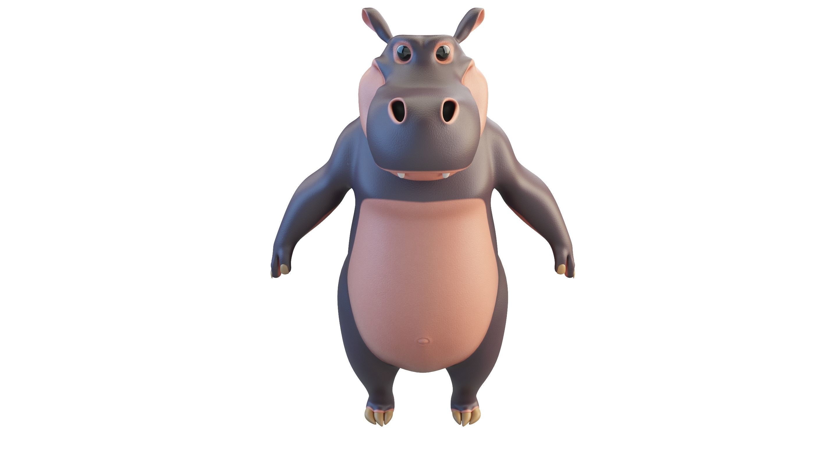Cartoon Hippo Character 3D model_7