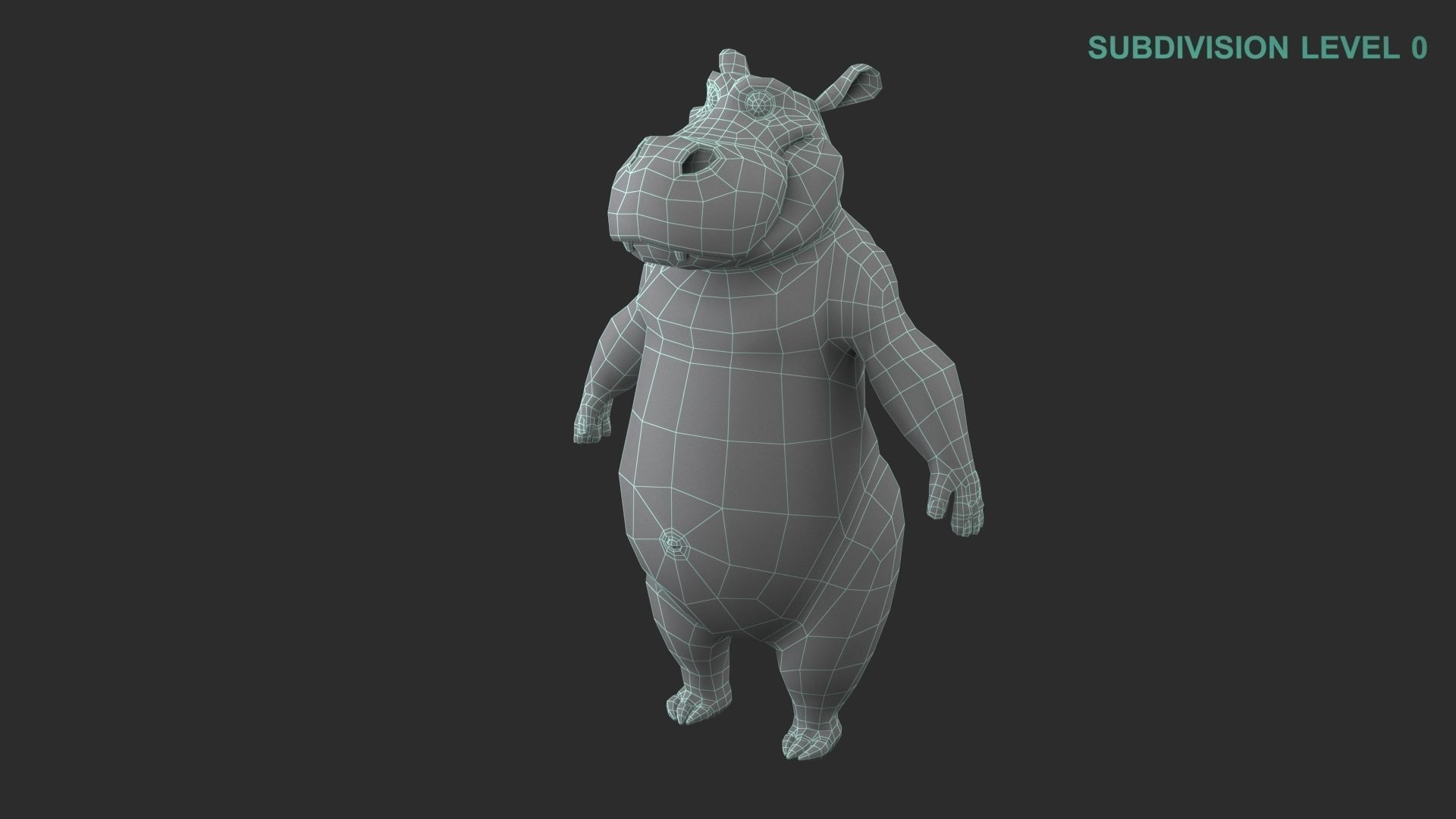 Cartoon Hippo Character 3D model_19