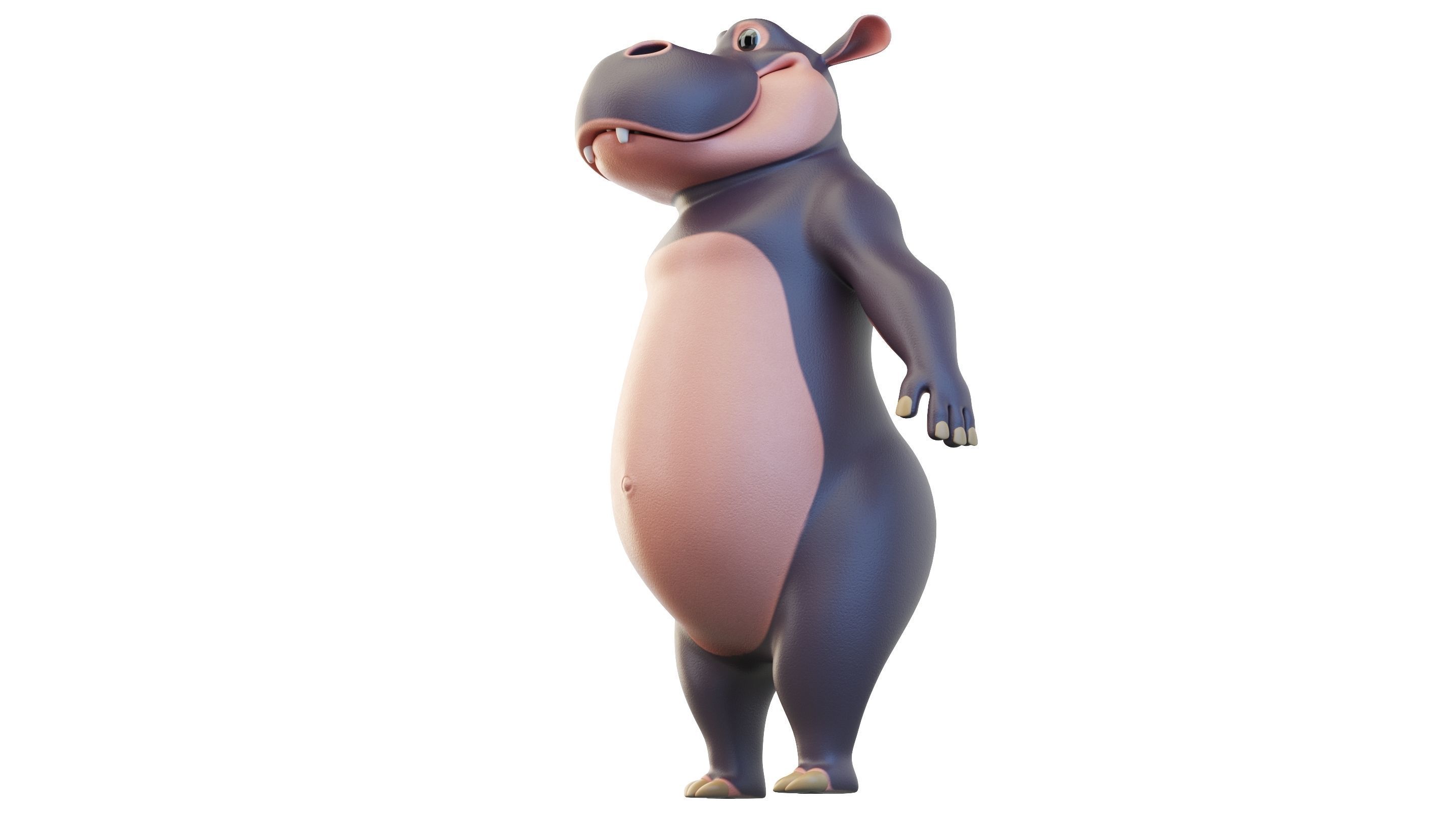 Cartoon Hippo Character 3D model_8