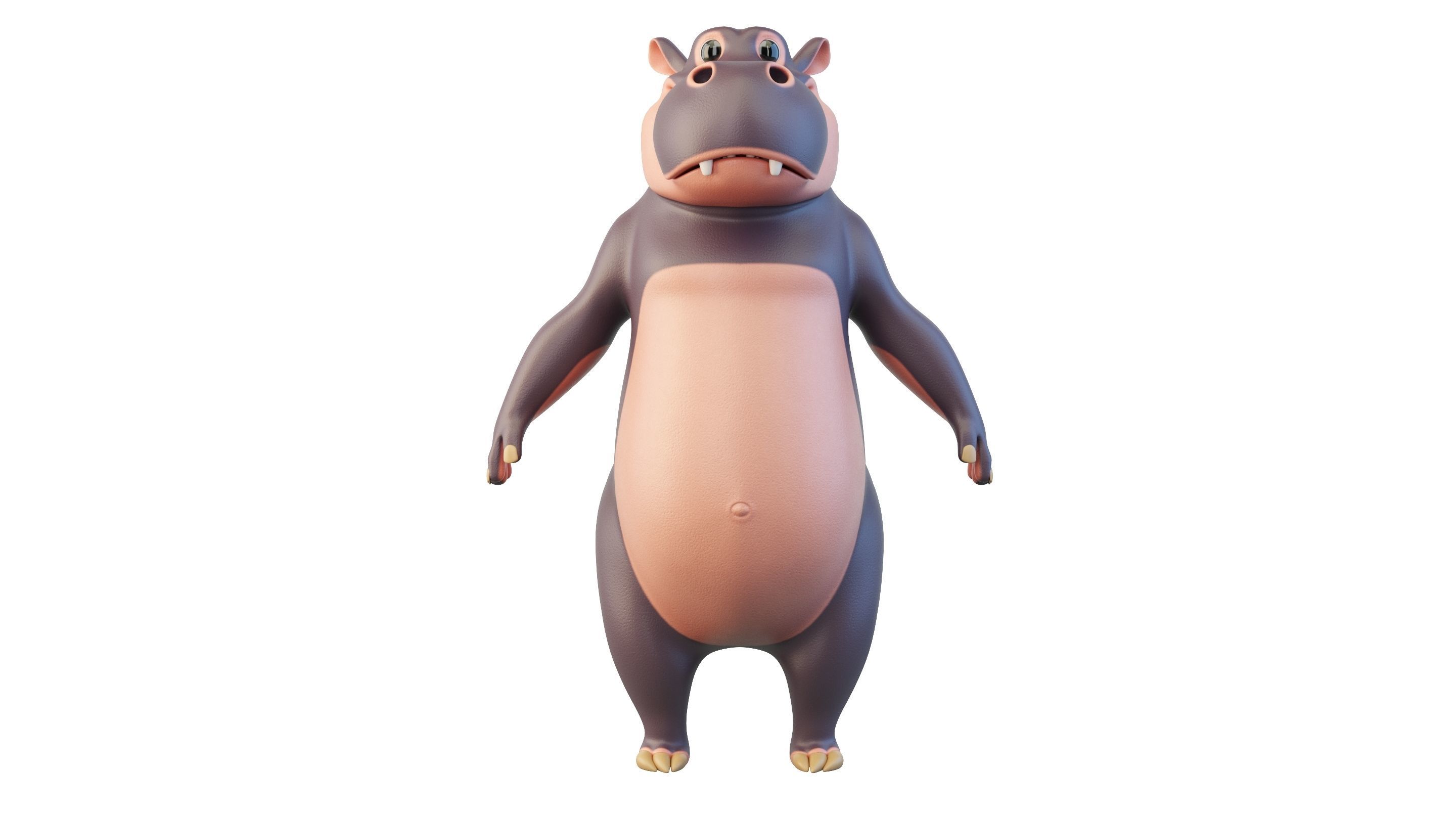 Cartoon Hippo Character 3D model_1