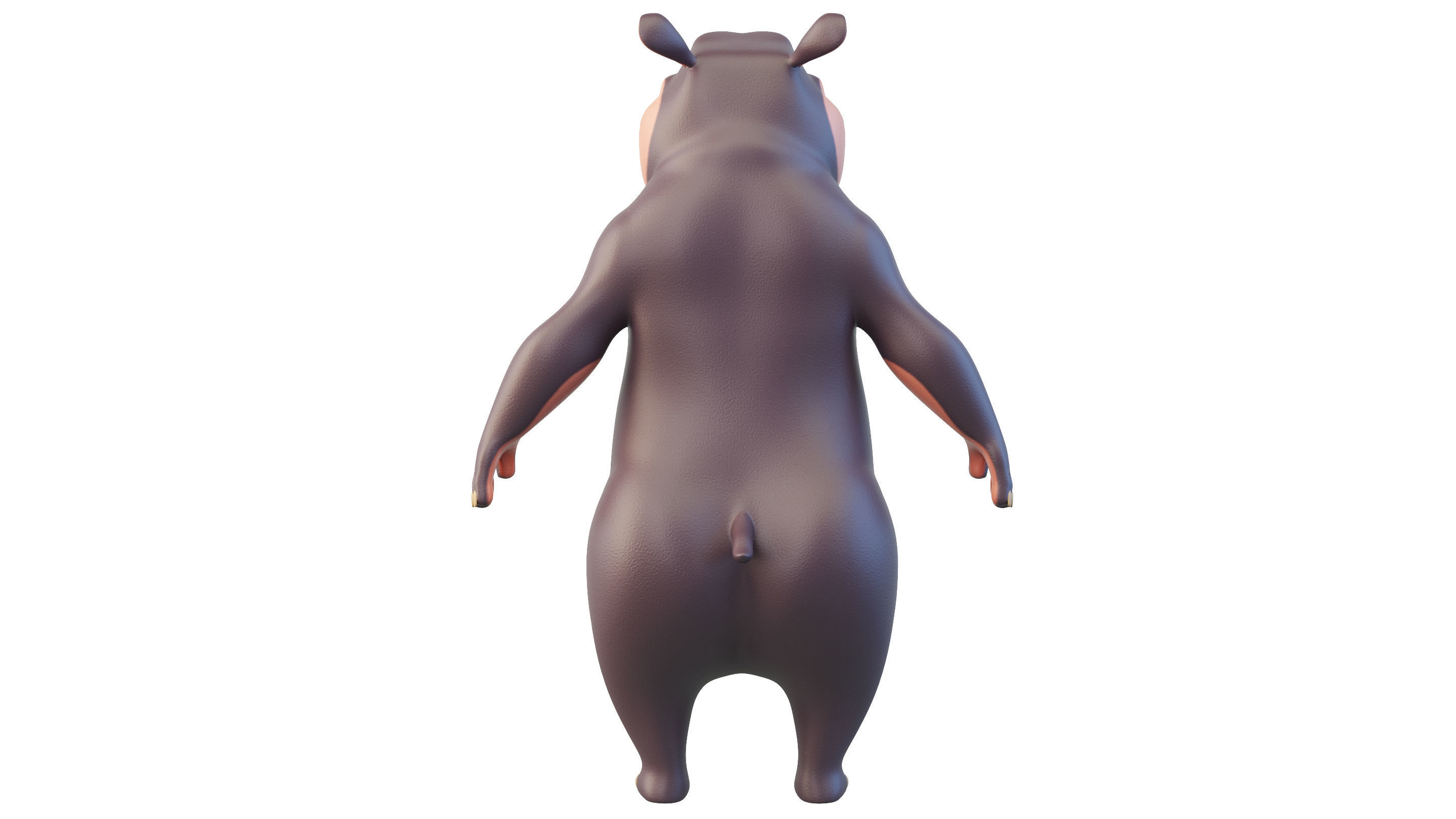 Cartoon Hippo Character 3D model_3