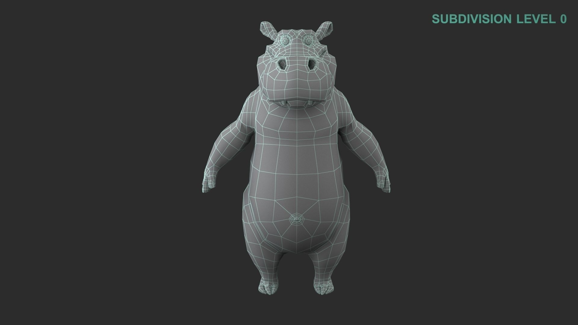 Cartoon Hippo Character 3D model_20