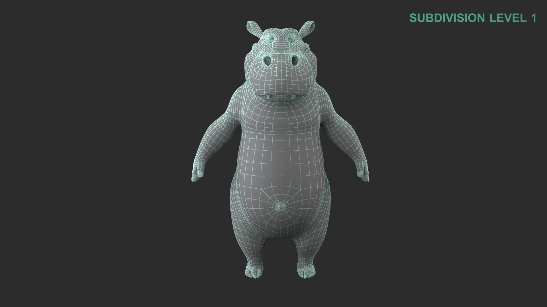Cartoon Hippo Character 3D model_17
