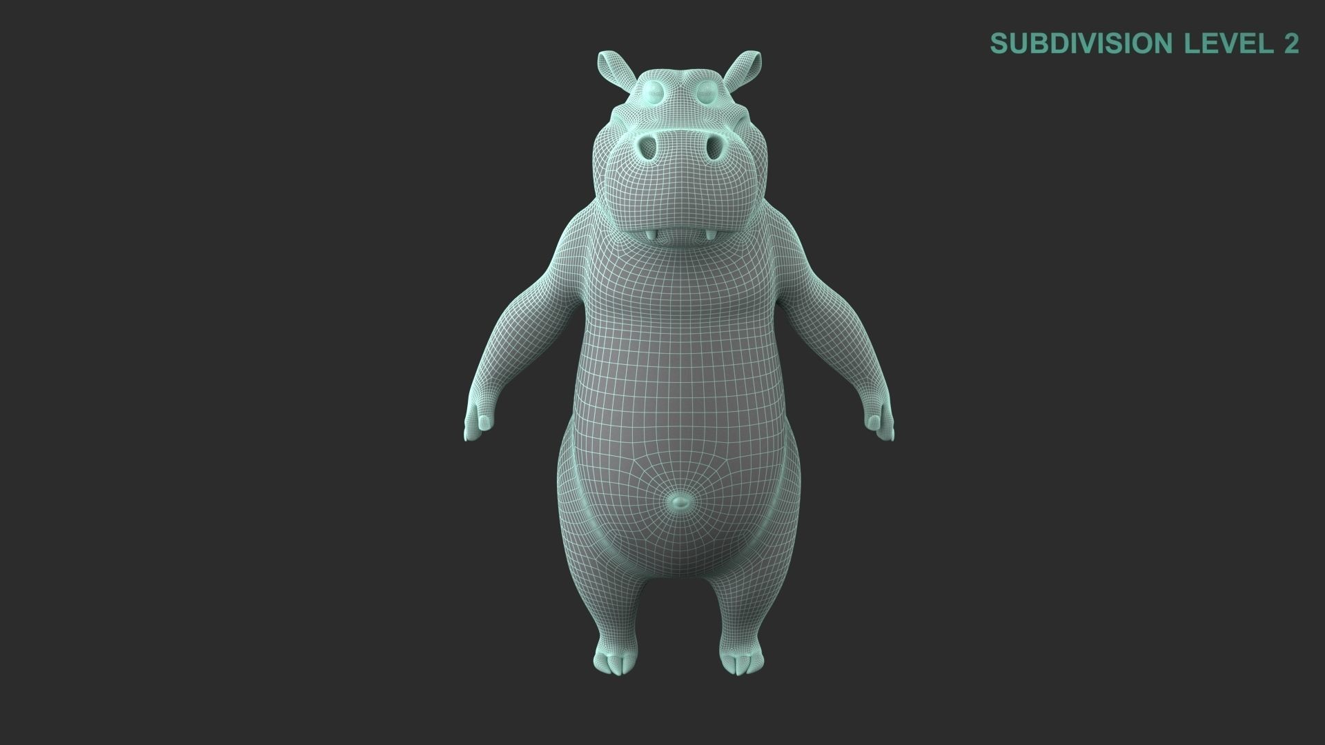 Cartoon Hippo Character 3D model_14