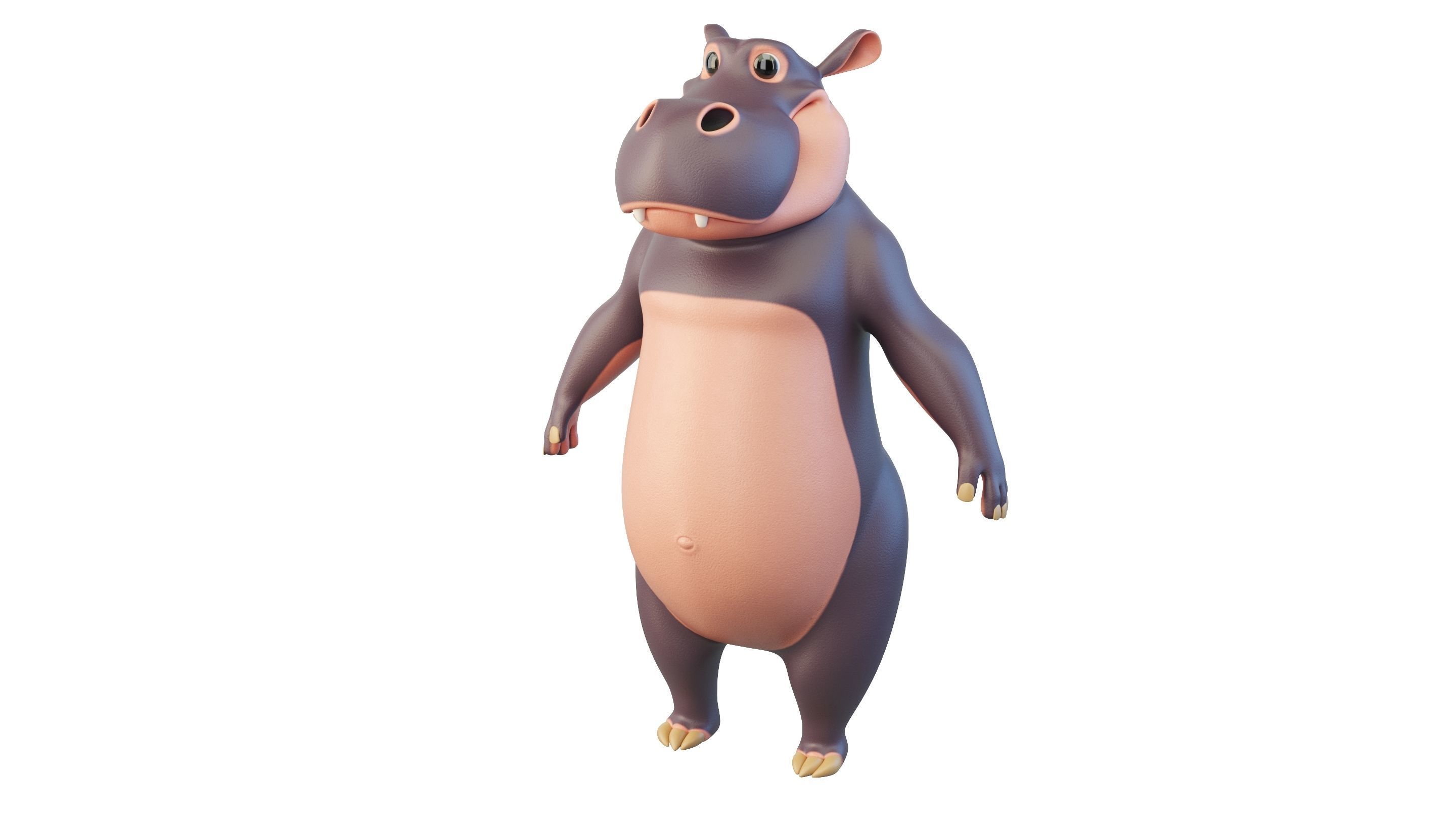 Cartoon Hippo Character 3D model_10