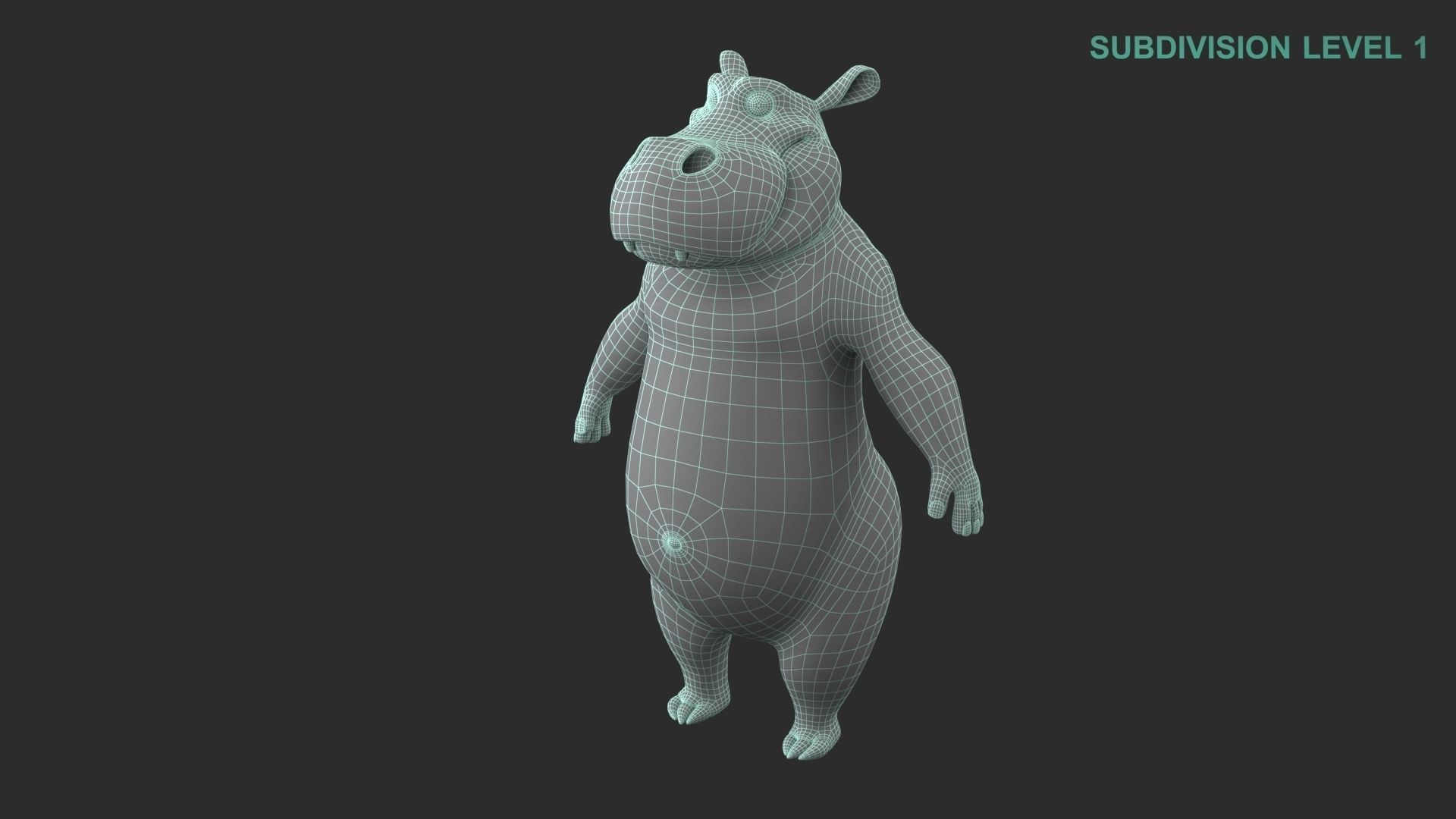 Cartoon Hippo Character 3D model_16