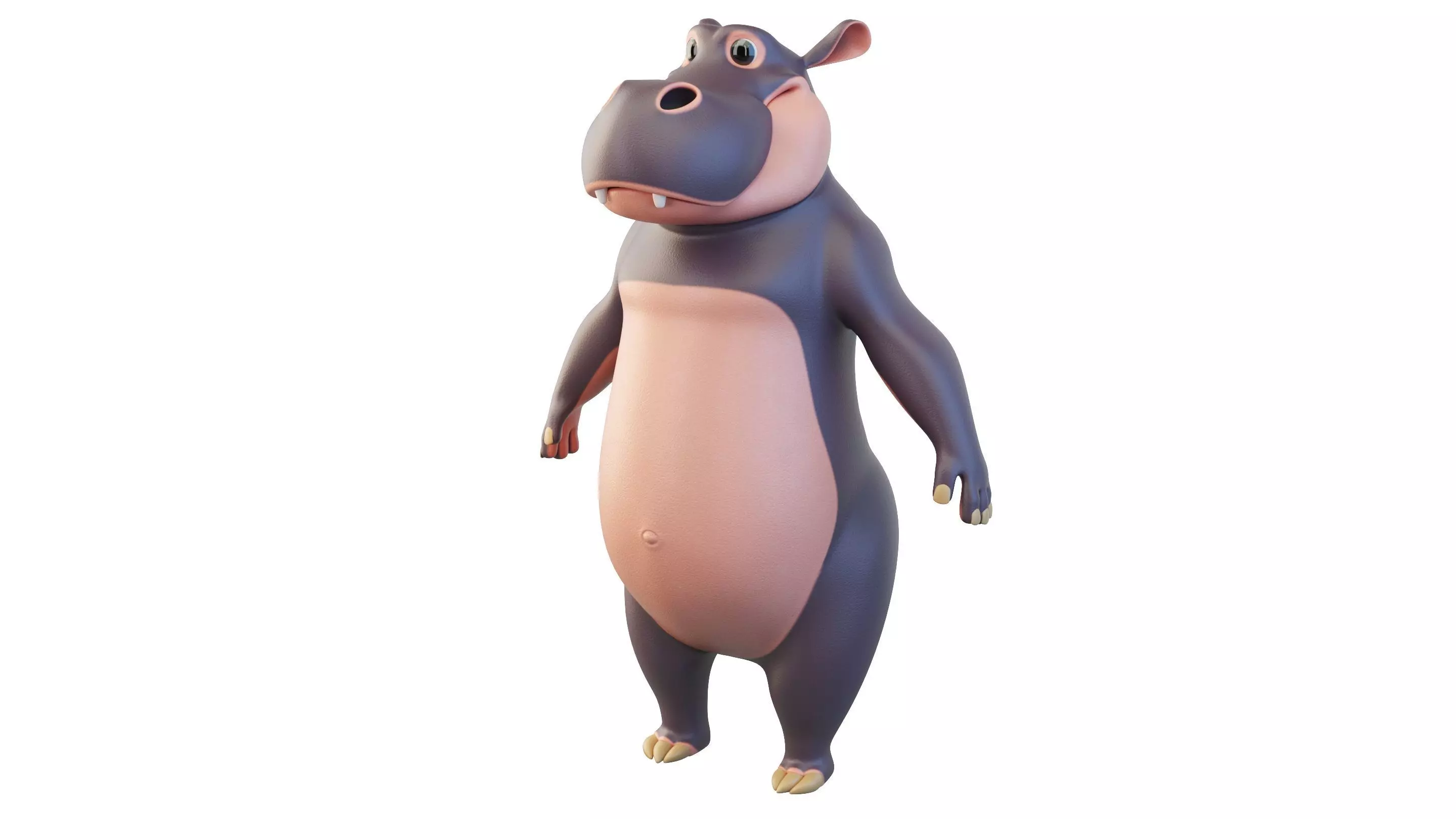 Cartoon Hippo Character 3D model_0