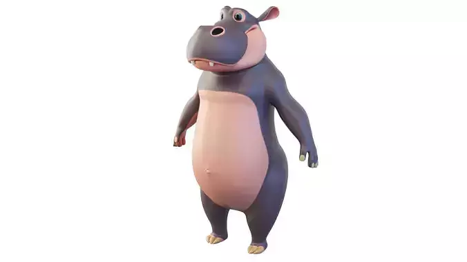 Cartoon Hippo Character 3D model