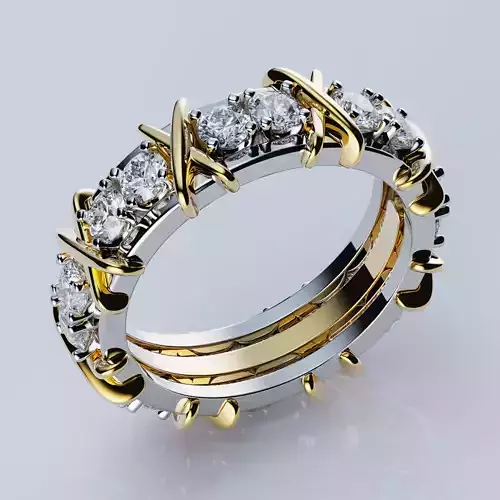  X Style Sixteen Stone Ring 3D print model
