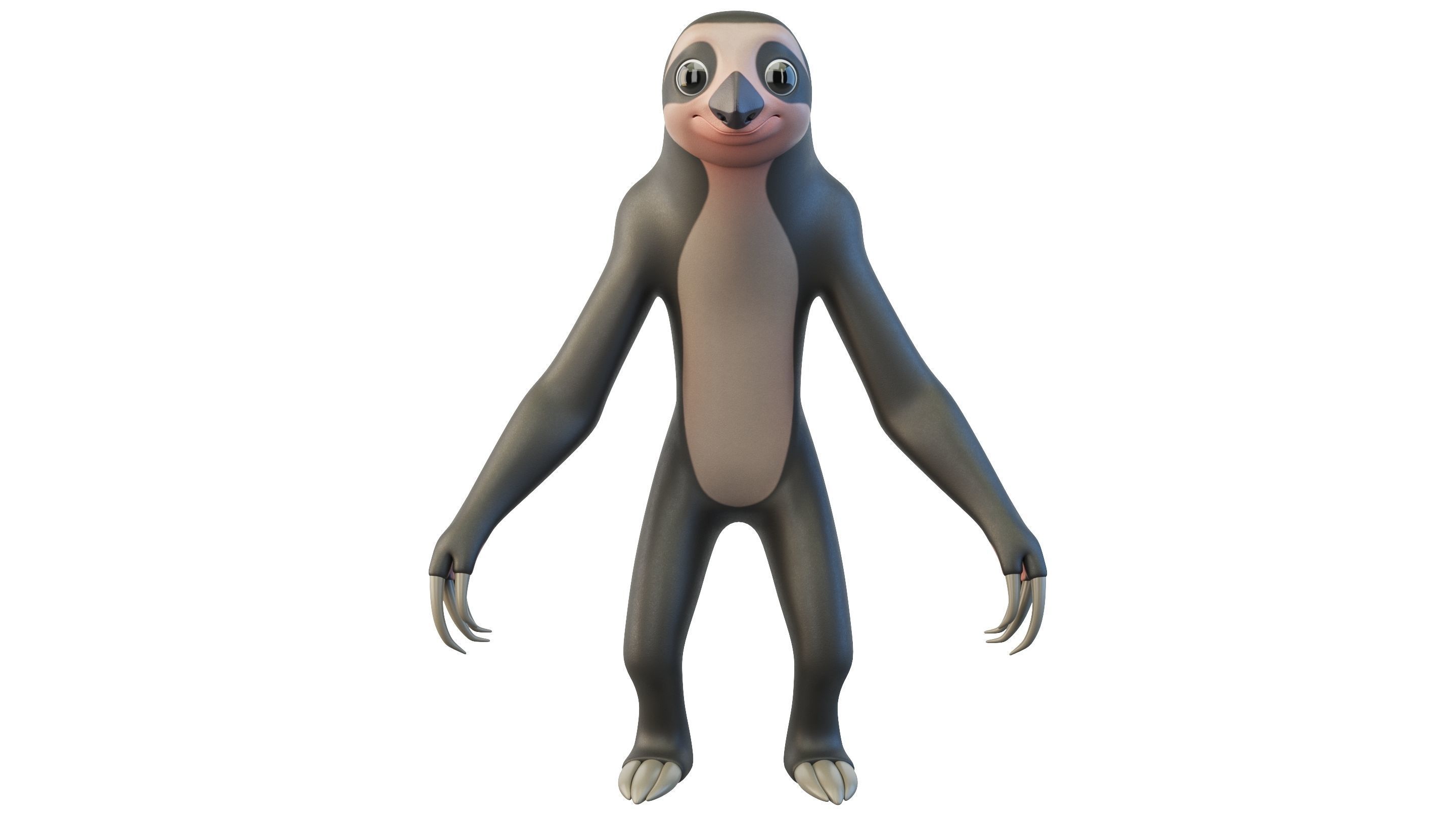 Cartoon Sloth Character 3D model_1