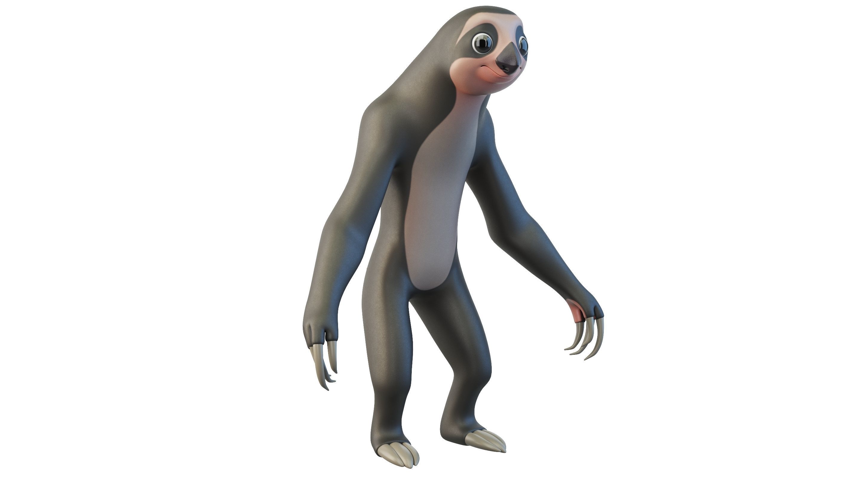 Cartoon Sloth Character 3D model_2