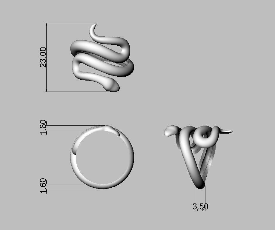 Snake Ring 3D print model_3