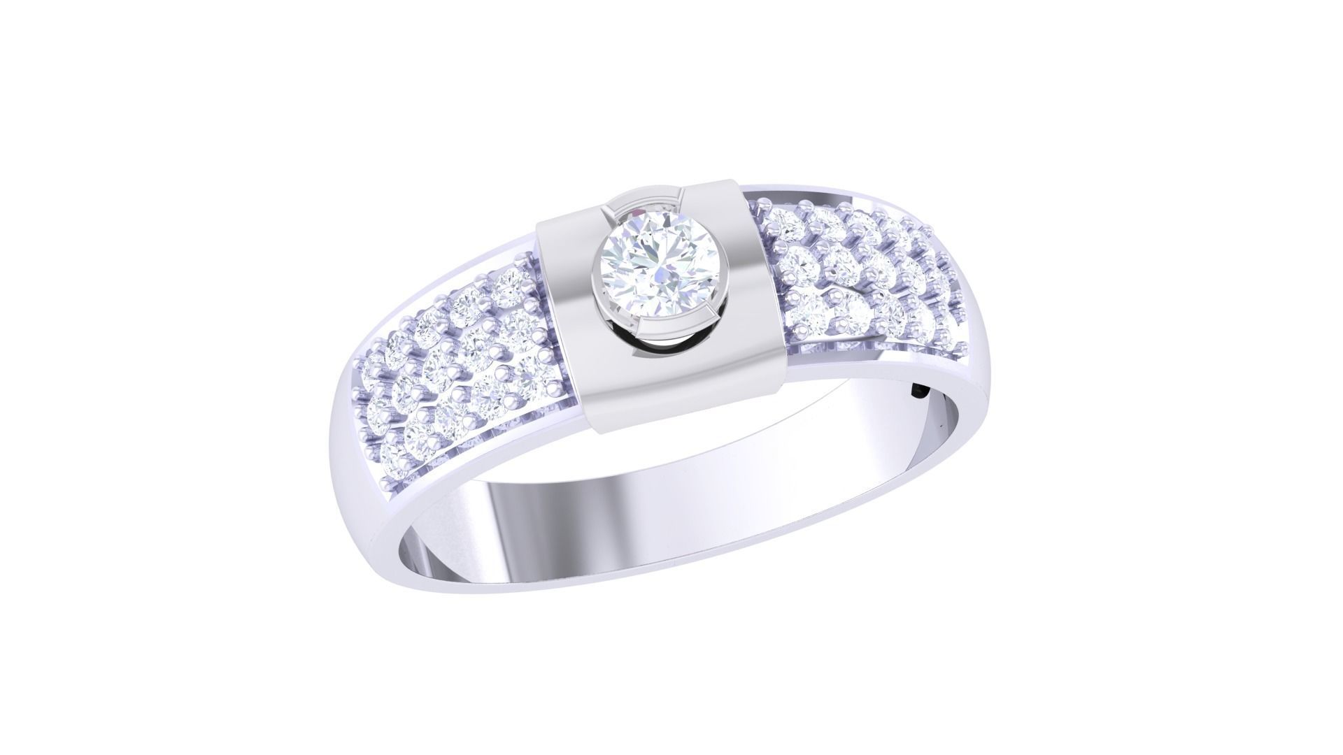 Women Solitaire Band Ring 3dm render 3D print model_1