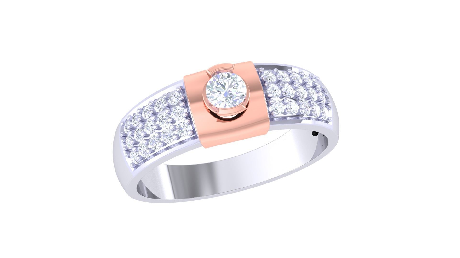 Women Solitaire Band Ring 3dm render 3D print model_2