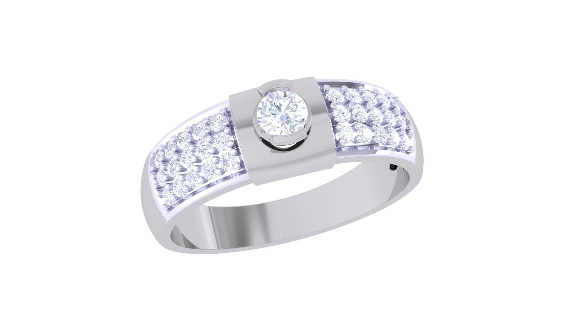 Women Solitaire Band Ring 3dm render 3D print model_3