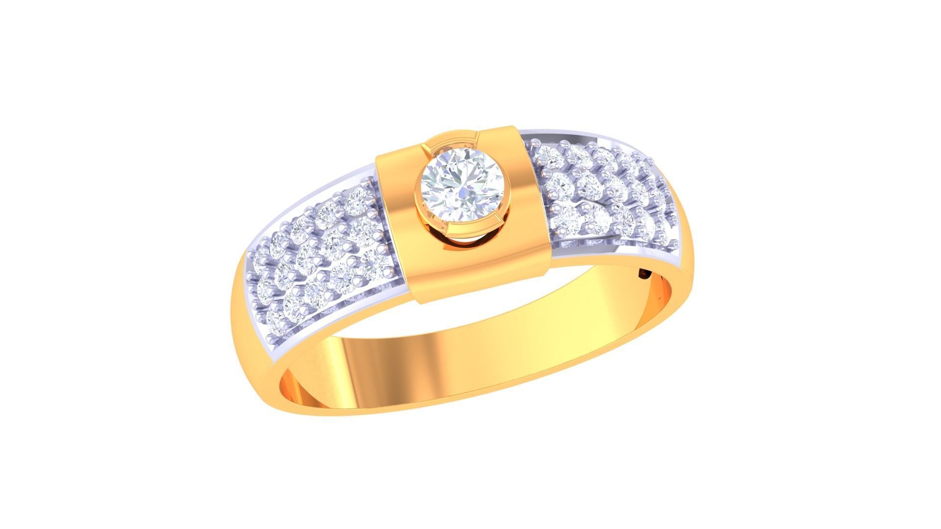 Women Solitaire Band Ring 3dm render 3D print model_4
