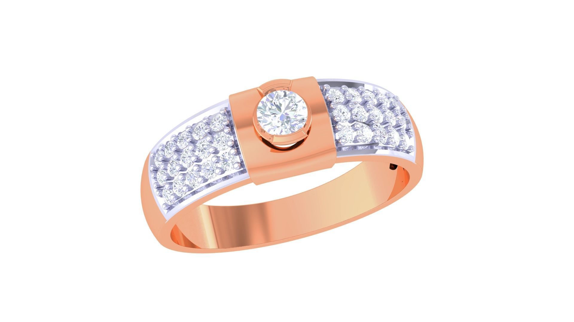 Women Solitaire Band Ring 3dm render 3D print model_5