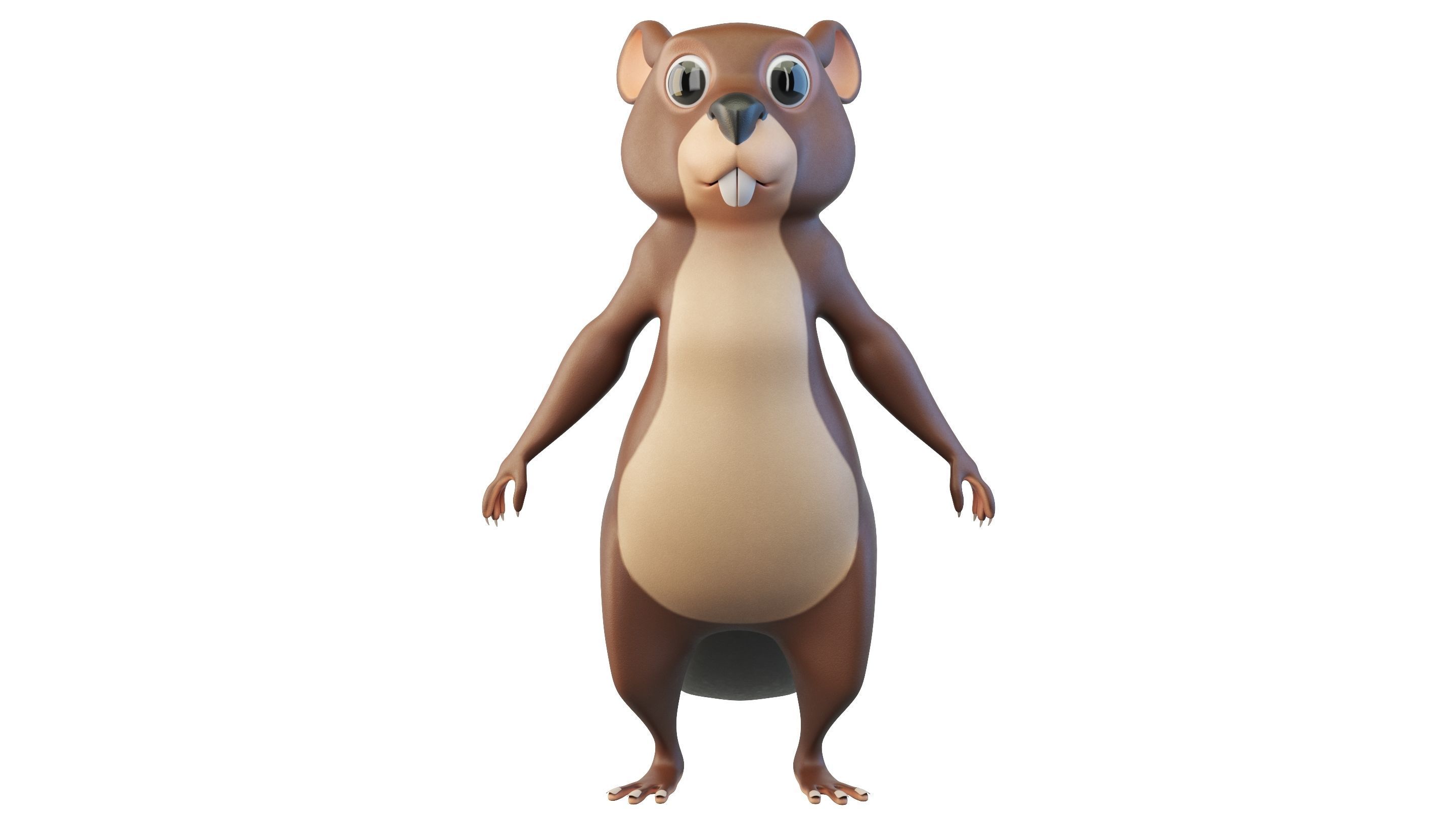 Cartoon Beaver Character 3D model_1